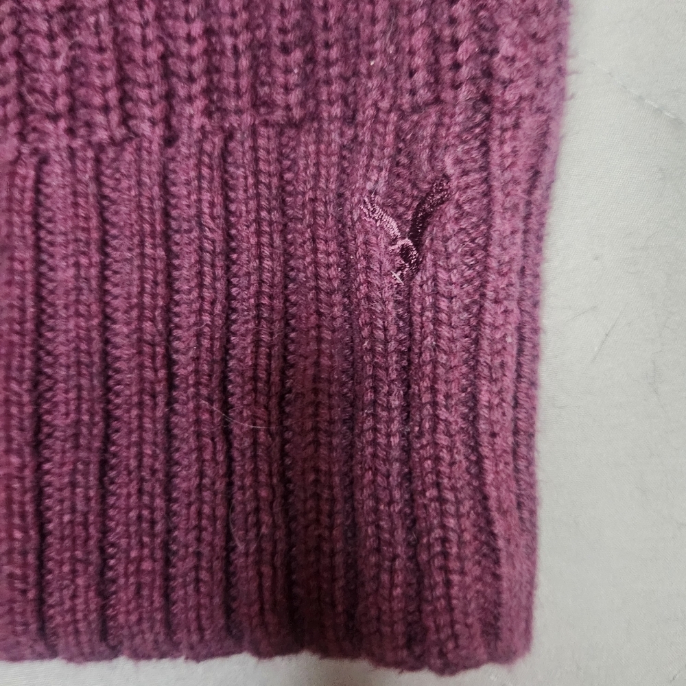 American Eagle Ribbed Knit Sweater Maroon Long Sleeve Pullover Womens Size XL - Picture 4 of 6